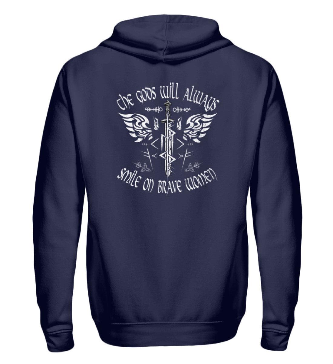 ⚔️ Die Götter Lächeln auf Tapfere Frauen – Wikinger-Zipp-Hoodie ⚔️ - Nordic Viking Wear
