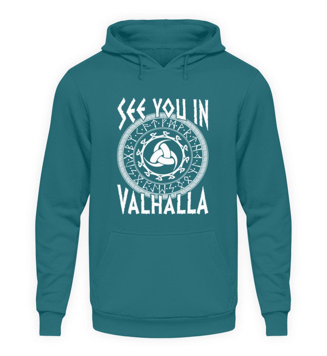 Wikinger Hoodie mit Odins Gjallarhorn & Runenkreis - "See You In Valhalla" - Nordic Viking Wear