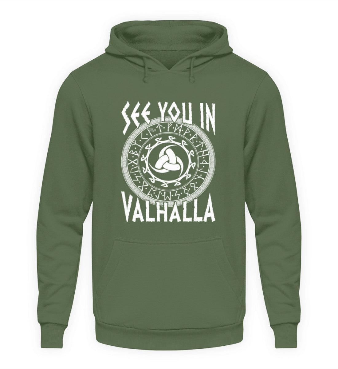Wikinger Hoodie mit Odins Gjallarhorn & Runenkreis - "See You In Valhalla" - Nordic Viking Wear