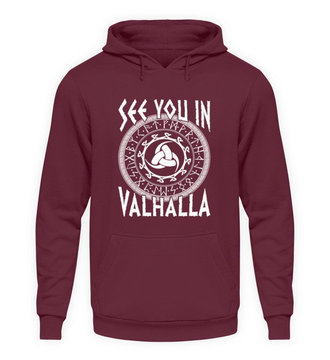 Wikinger Hoodie mit Odins Gjallarhorn & Runenkreis - "See You In Valhalla" - Nordic Viking Wear