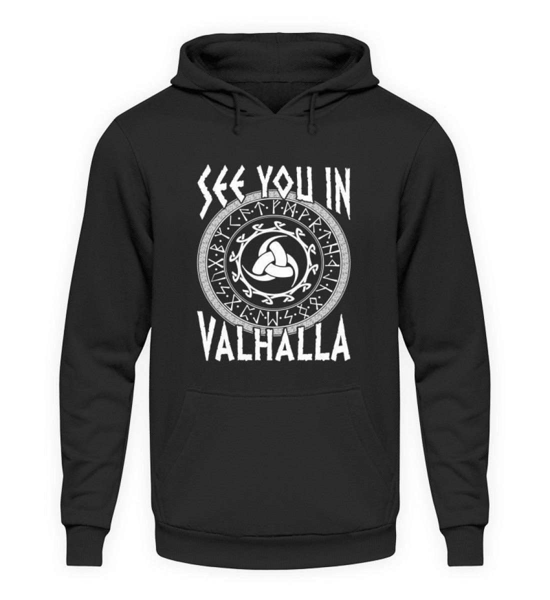 Wikinger Hoodie mit Odins Gjallarhorn & Runenkreis - "See You In Valhalla" - Nordic Viking Wear
