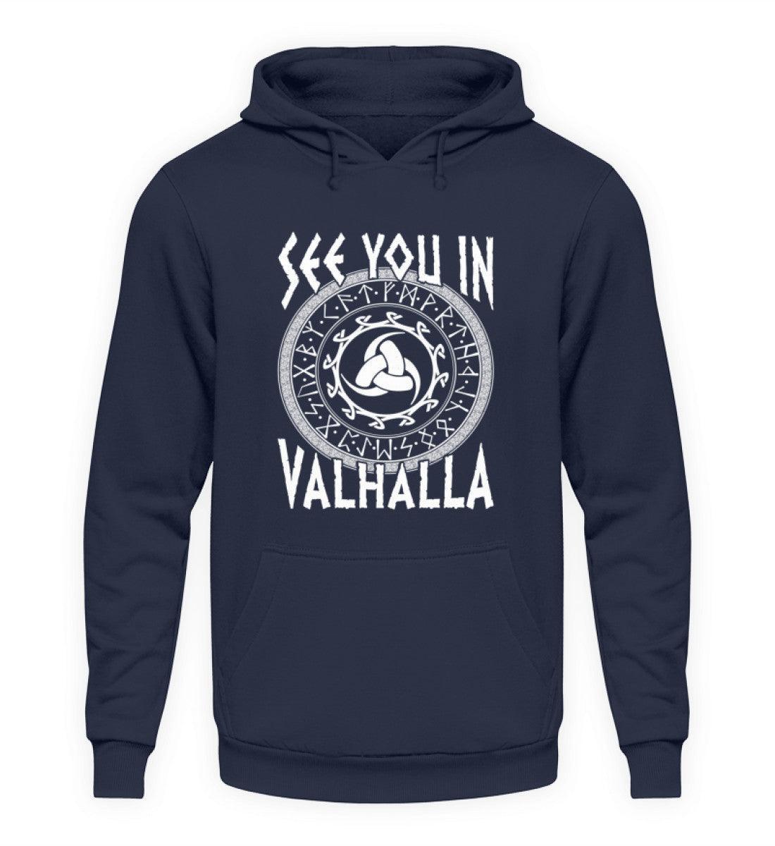 Wikinger Hoodie mit Odins Gjallarhorn & Runenkreis - "See You In Valhalla" - Nordic Viking Wear