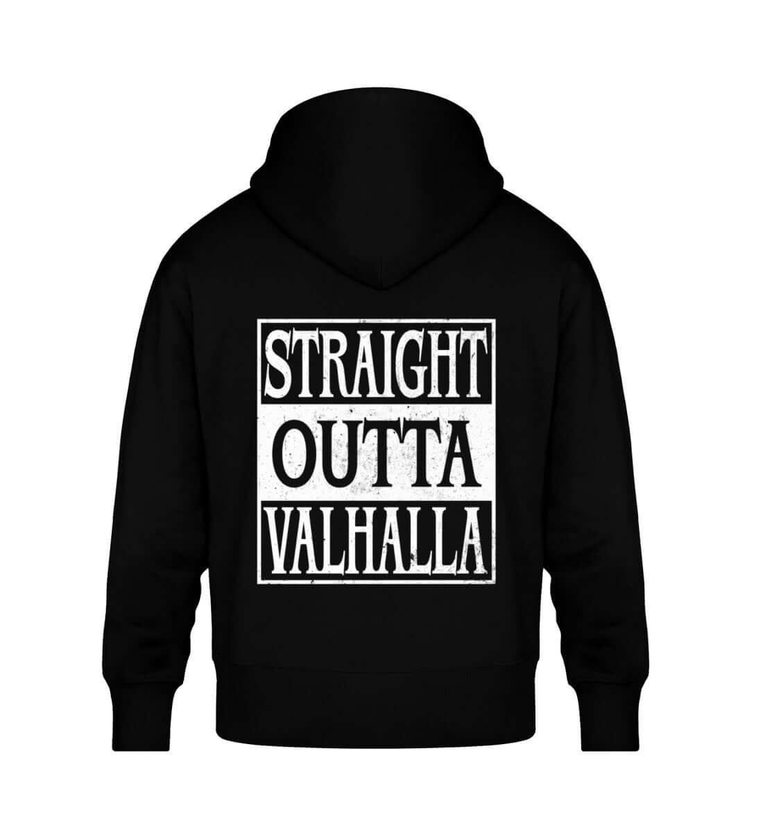 Wikinger "Straight Outta Valhalla" Oversized Hoodie - Backprint Pullover - Nordic Viking Wear