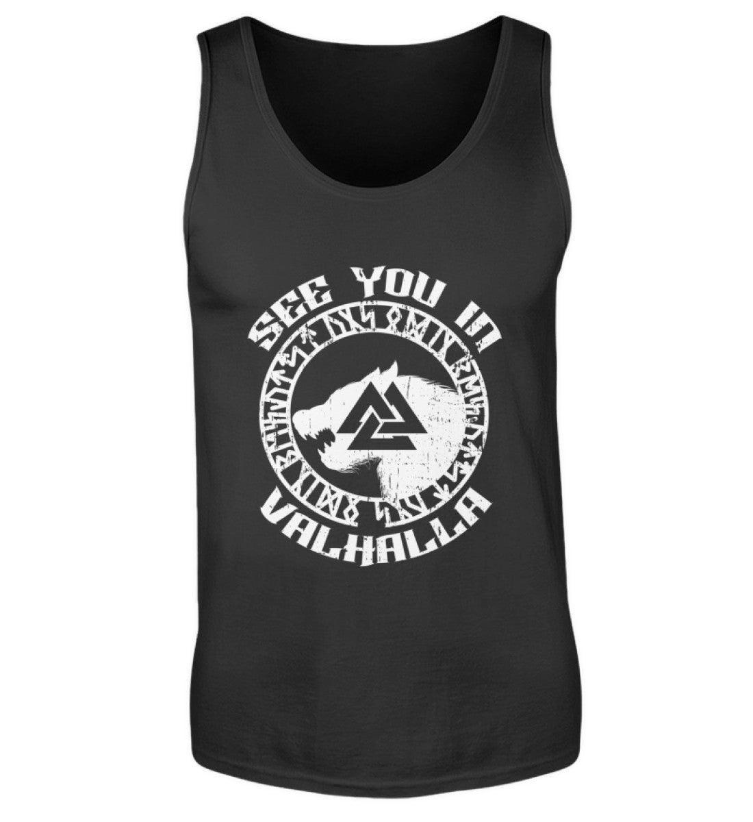 See You in Valhalla" Wikinger Tanktop - Nordischer Krieger Wolf Design - Valhalla Ruf Shirt - Nordic Viking Wear