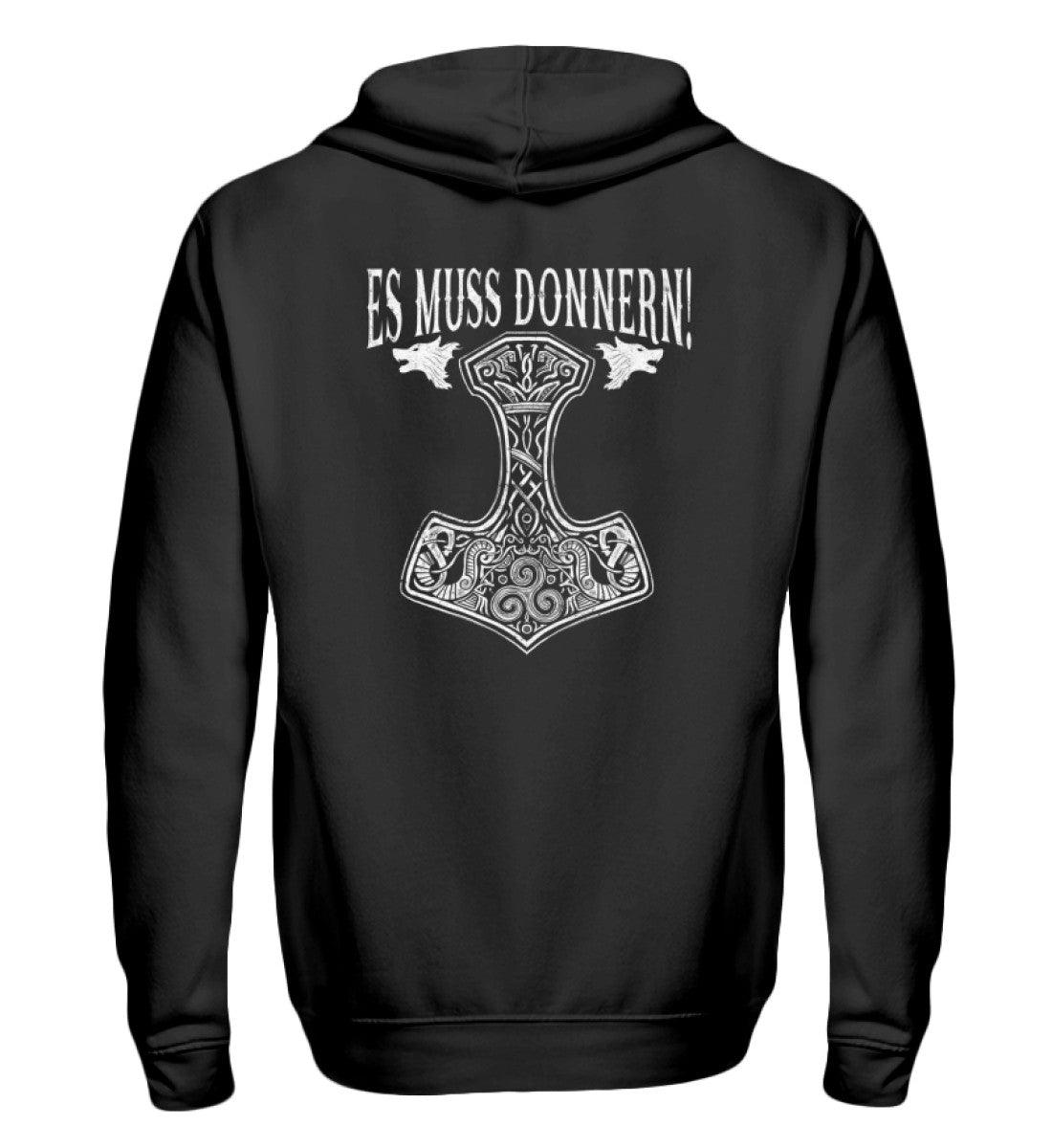 Es muss donnern! – Wikinger Zipp-Hoodie mit Mjölnir ⚡🔨 - Nordic Viking Wear