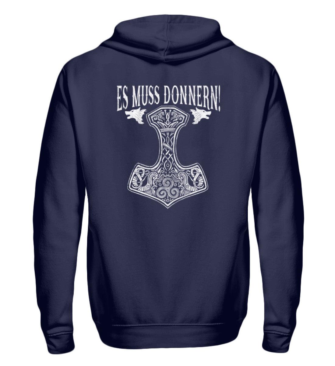 Es muss donnern! – Wikinger Zipp-Hoodie mit Mjölnir ⚡🔨 - Nordic Viking Wear