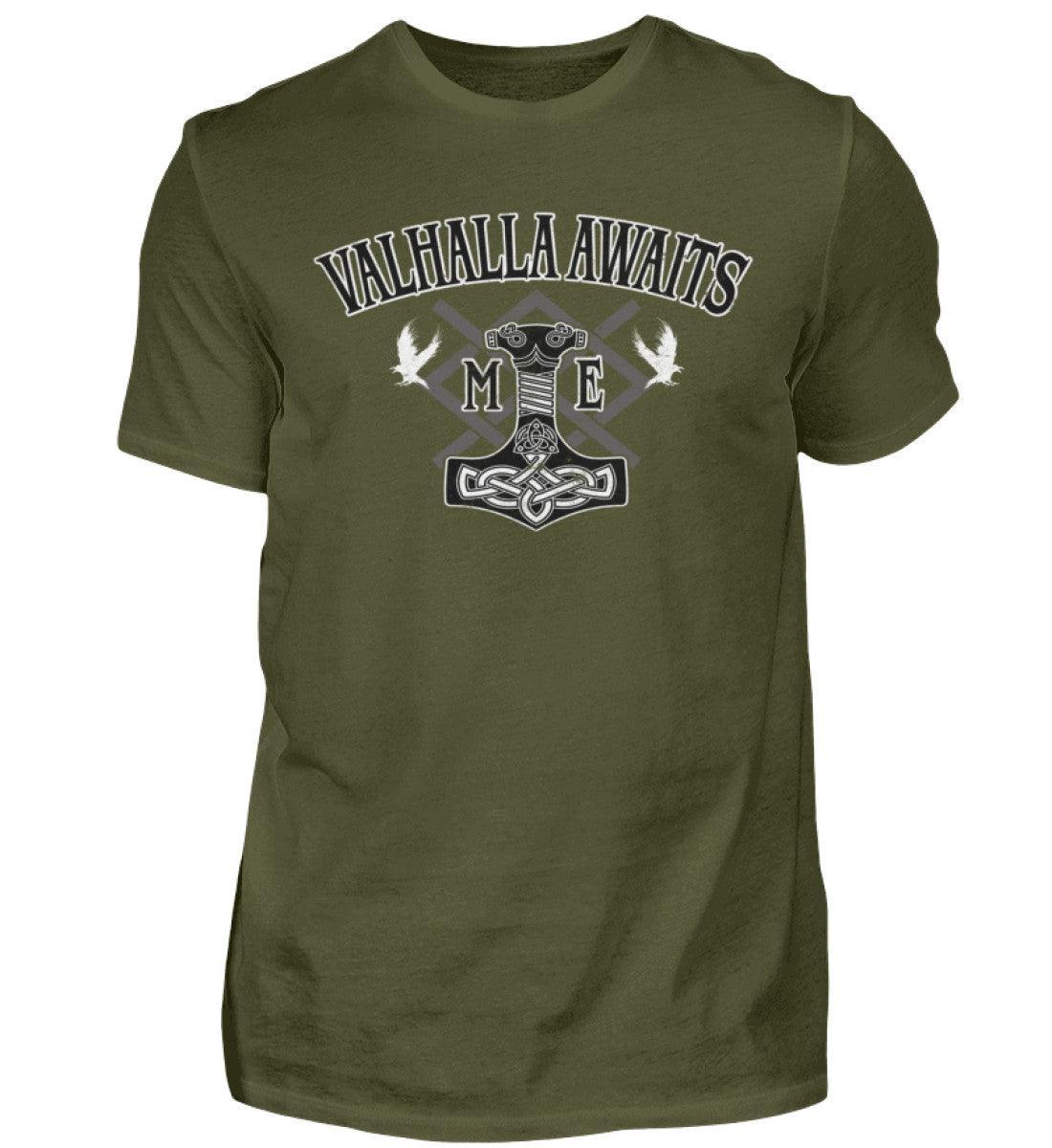 Wikinger Mjölnir und Grungir Shirt - Valhalla Awaits Me - Nordische Mythologie - Nordic Viking Wear