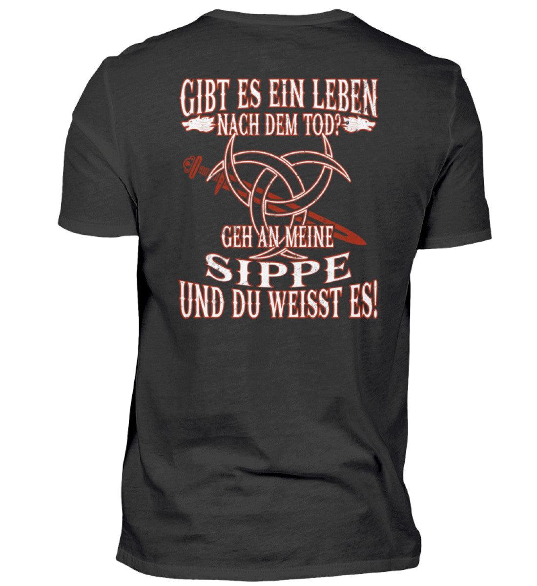 Gibt es ein Leben nach dem Tod? Geh an meine Sippe und du weißt es! - Wikinger Doppel Print Premiumshirt - Nordic Viking Wear