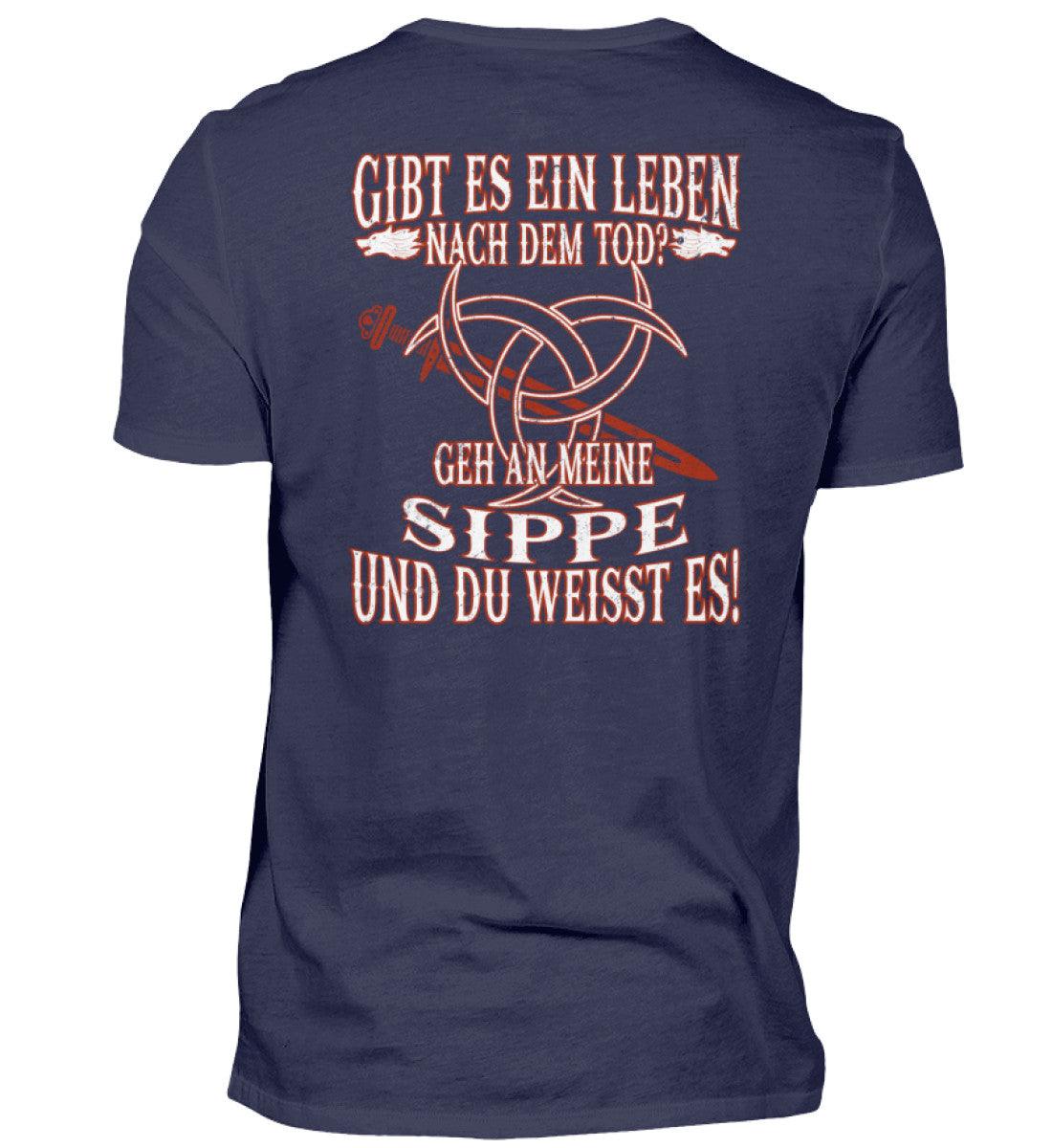Gibt es ein Leben nach dem Tod? Geh an meine Sippe und du weißt es! - Wikinger Doppel Print Premiumshirt - Nordic Viking Wear