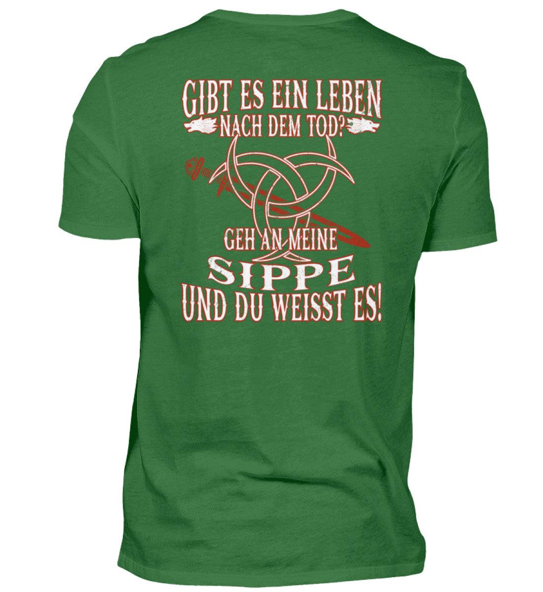 Gibt es ein Leben nach dem Tod? Geh an meine Sippe und du weißt es! - Wikinger Doppel Print Premiumshirt - Nordic Viking Wear