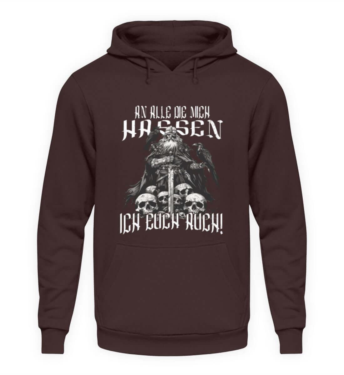 Wikinger-Humor Hoodie – 'An Alle Die Mich Hassen, Ich Euch Auch! - Nordic Viking Wear