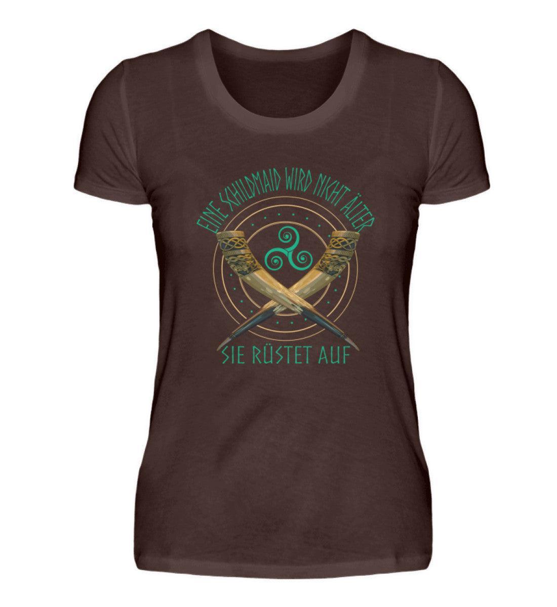 Schildmaiden Premiumshirt - "Eine Schildmaid wird nicht älter, sie rüstet auf" - Nordic Viking Wear