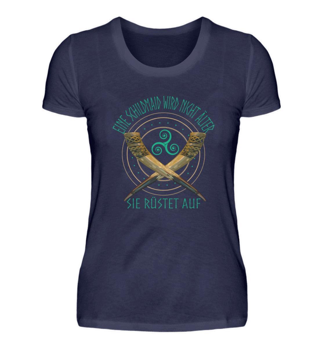 Schildmaiden Premiumshirt - "Eine Schildmaid wird nicht älter, sie rüstet auf" - Nordic Viking Wear