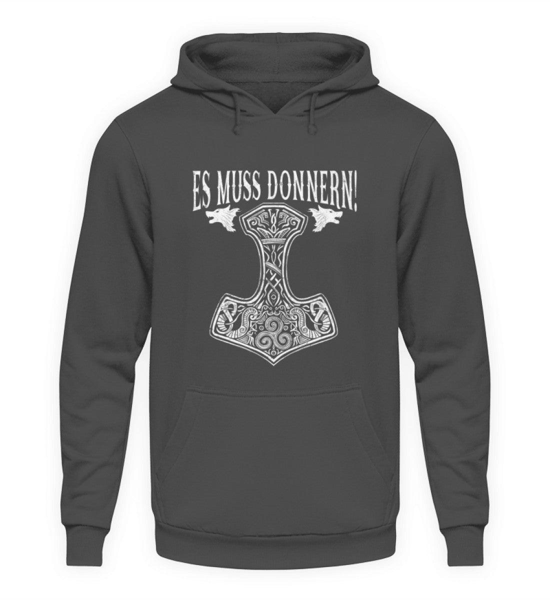 Wikinger Hoodie"Es muss donnern!" – Thor's Hammer Mjölnir Design für wahre Wikinger-Fans - Nordic Viking Wear