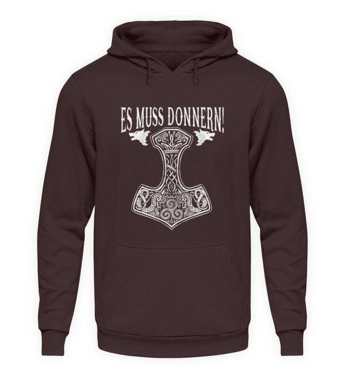 Wikinger Hoodie"Es muss donnern!" – Thor's Hammer Mjölnir Design für wahre Wikinger-Fans - Nordic Viking Wear