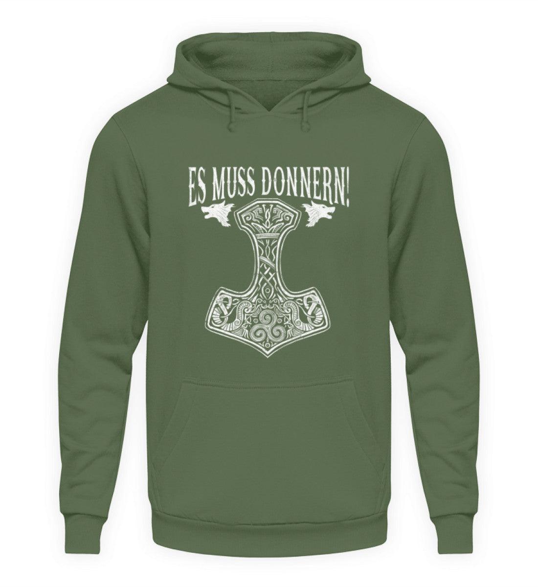 Wikinger Hoodie"Es muss donnern!" – Thor's Hammer Mjölnir Design für wahre Wikinger-Fans - Nordic Viking Wear