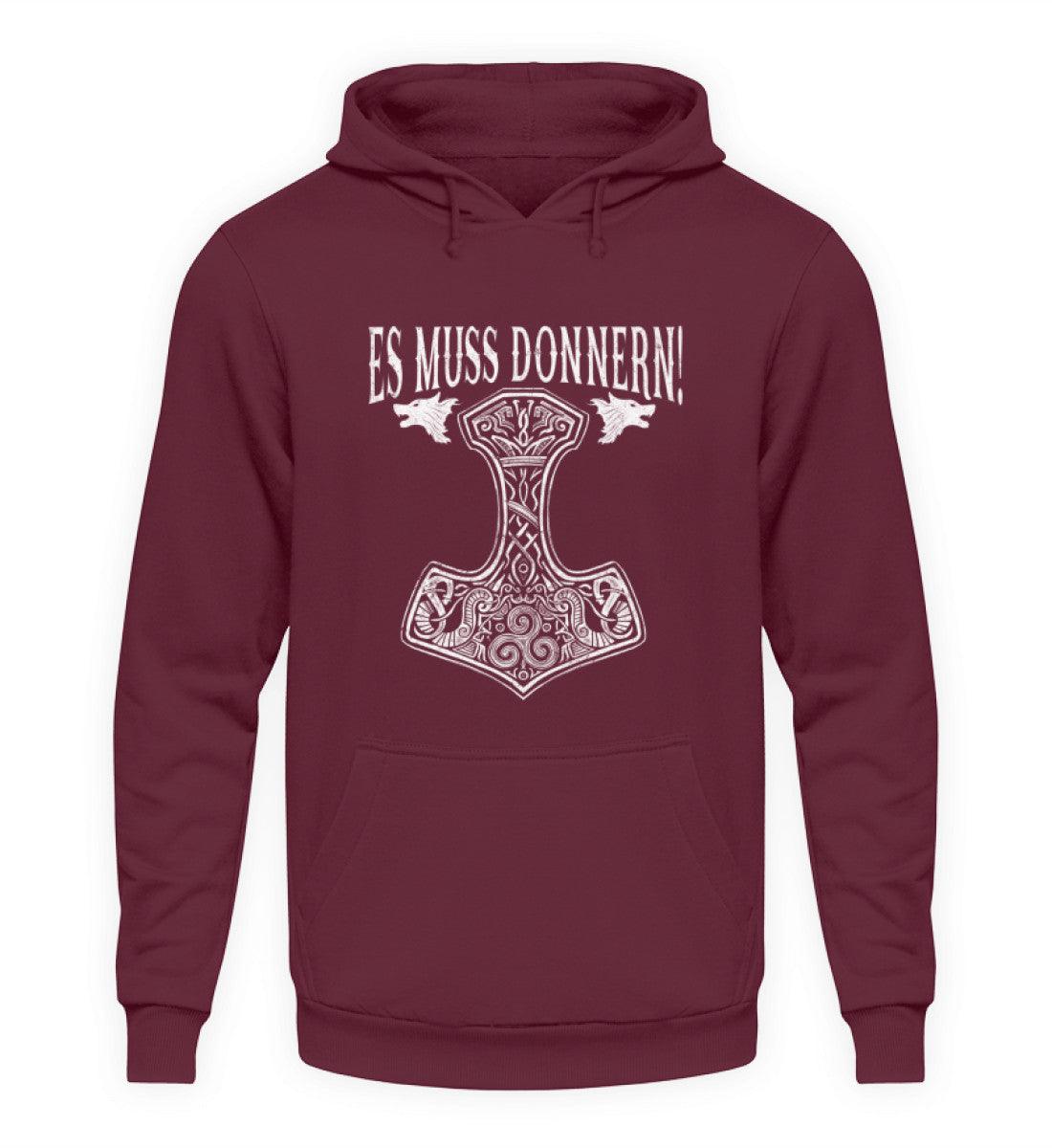 Wikinger Hoodie"Es muss donnern!" – Thor's Hammer Mjölnir Design für wahre Wikinger-Fans - Nordic Viking Wear