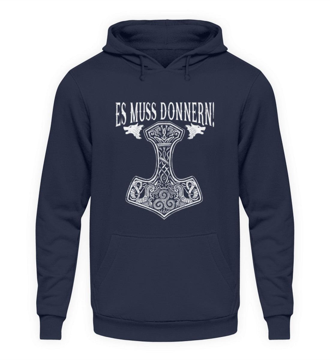 Wikinger Hoodie"Es muss donnern!" – Thor's Hammer Mjölnir Design für wahre Wikinger-Fans - Nordic Viking Wear