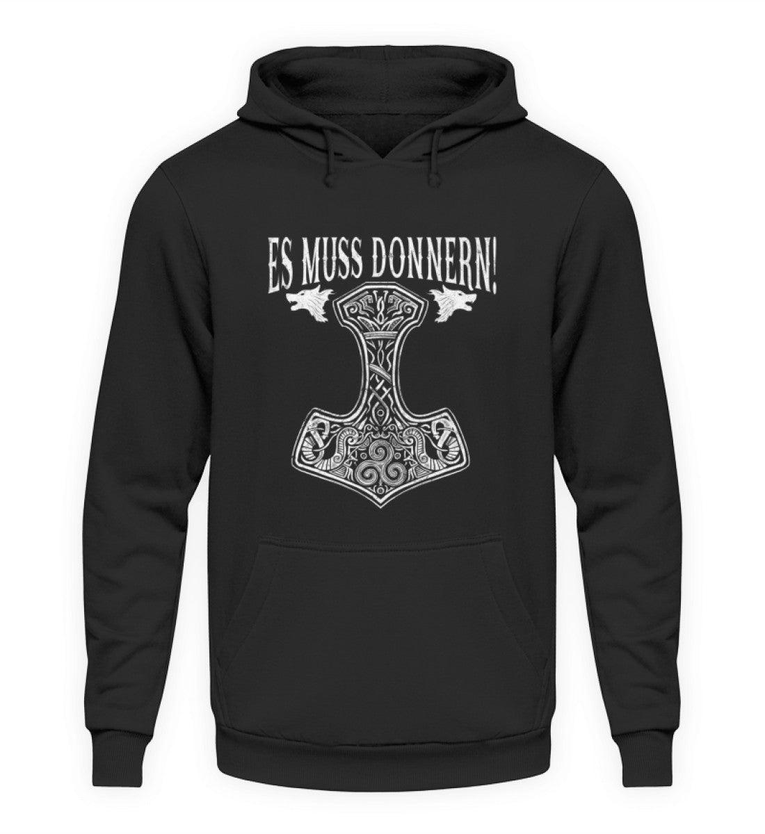 Wikinger Hoodie"Es muss donnern!" – Thor's Hammer Mjölnir Design für wahre Wikinger-Fans - Nordic Viking Wear