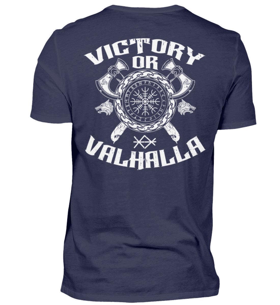 Wikinger Helm Of Awe Backprint Shirt "Sieg oder Valhalla" – Kriegergeist in jedem Faden - Nordic Viking Wear