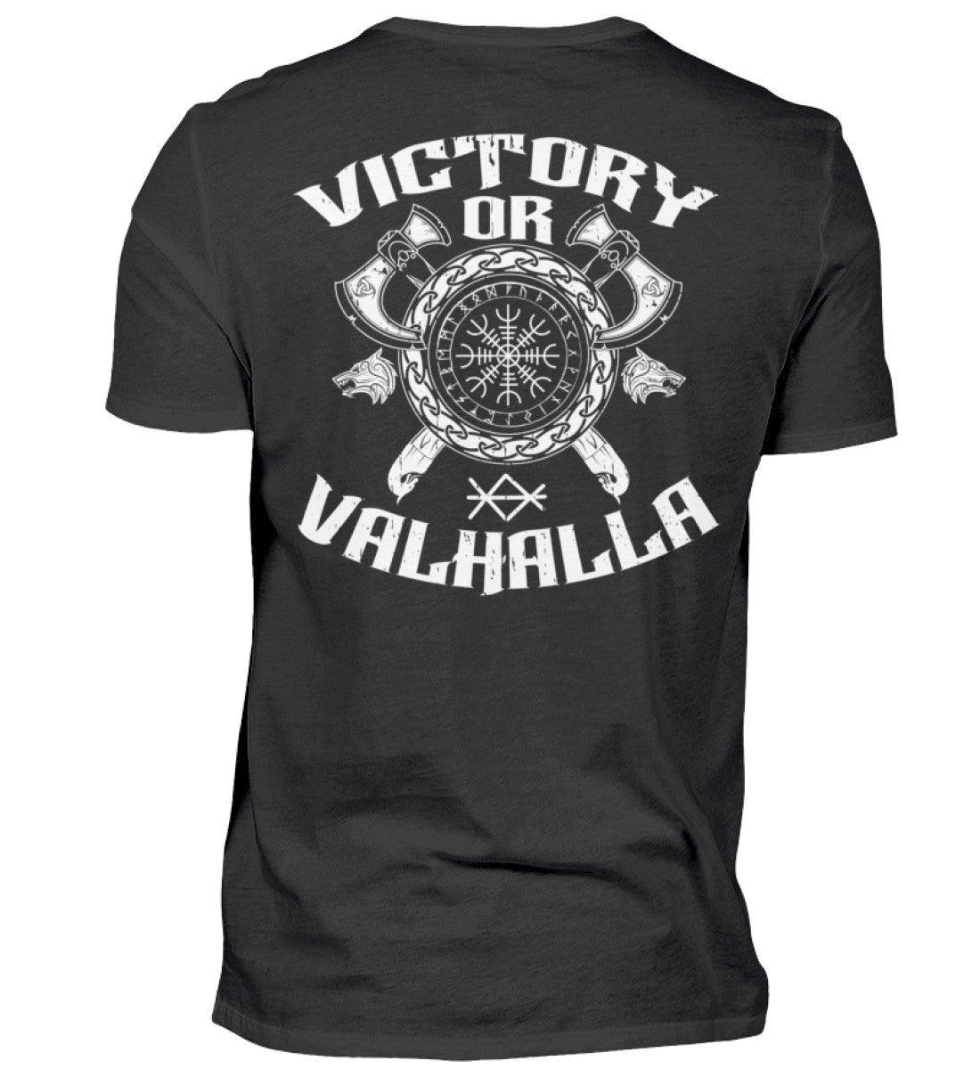 Wikinger Helm Of Awe Backprint Shirt "Sieg oder Valhalla" – Kriegergeist in jedem Faden - Nordic Viking Wear