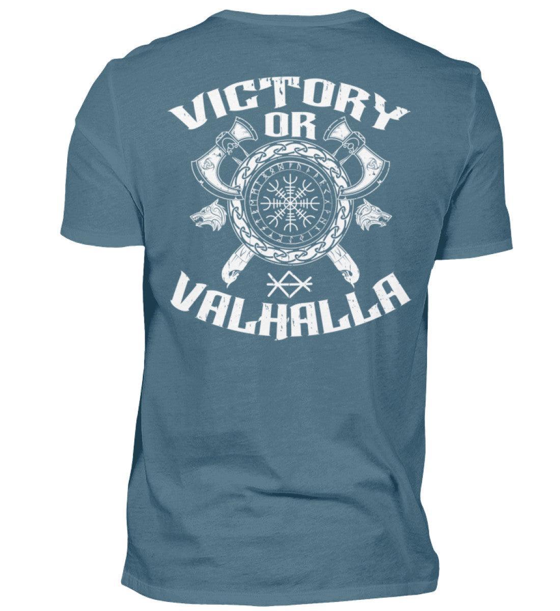 Wikinger Helm Of Awe Backprint Shirt "Sieg oder Valhalla" – Kriegergeist in jedem Faden - Nordic Viking Wear