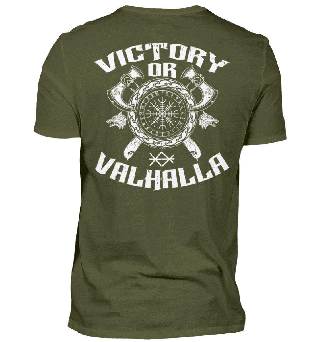 Wikinger Helm Of Awe Backprint Shirt "Sieg oder Valhalla" – Kriegergeist in jedem Faden - Nordic Viking Wear