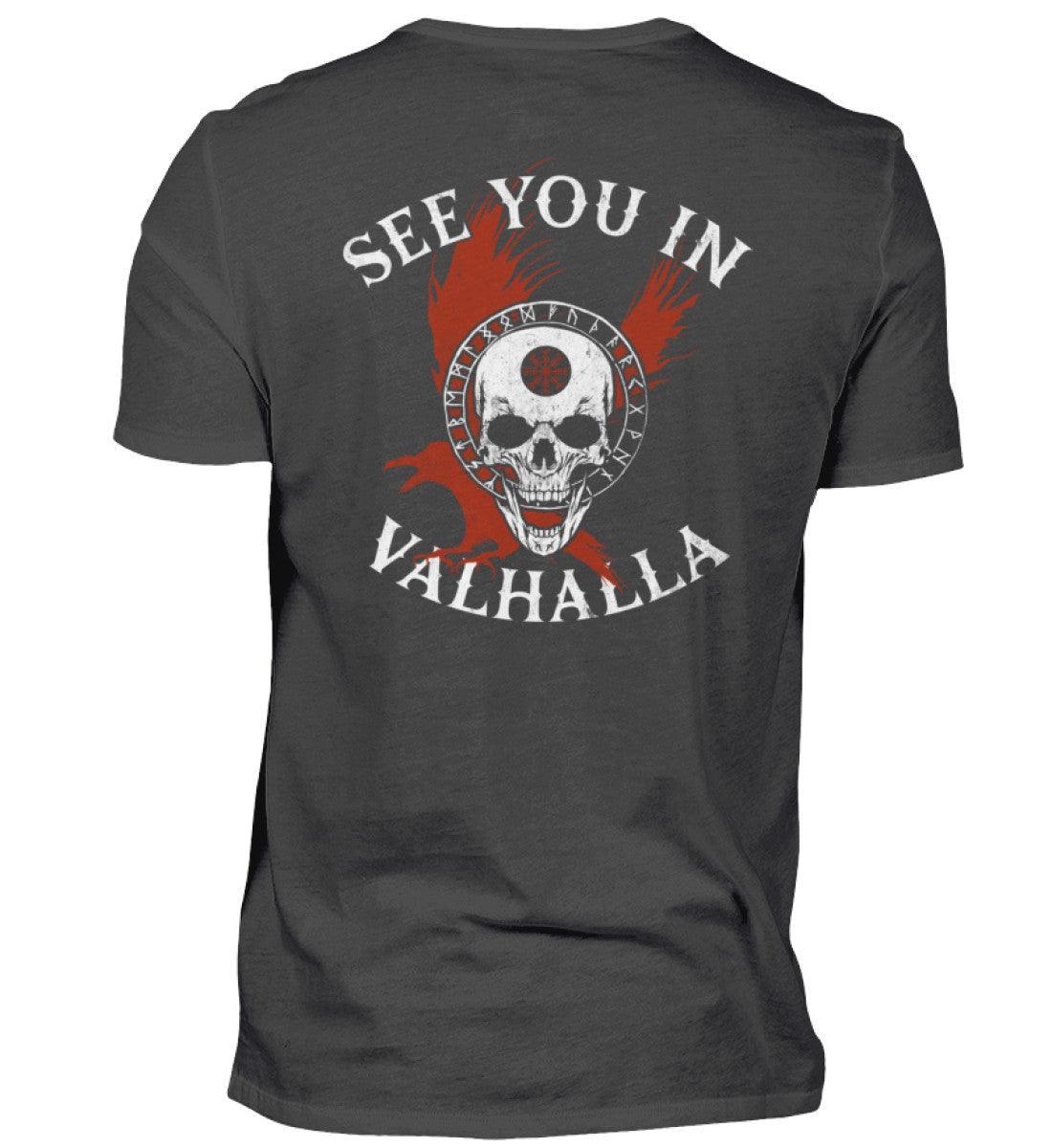 Wikinger-Shirt "See You in Valhalla" mit Helm des Schreckens Design - Nordic Viking Wear