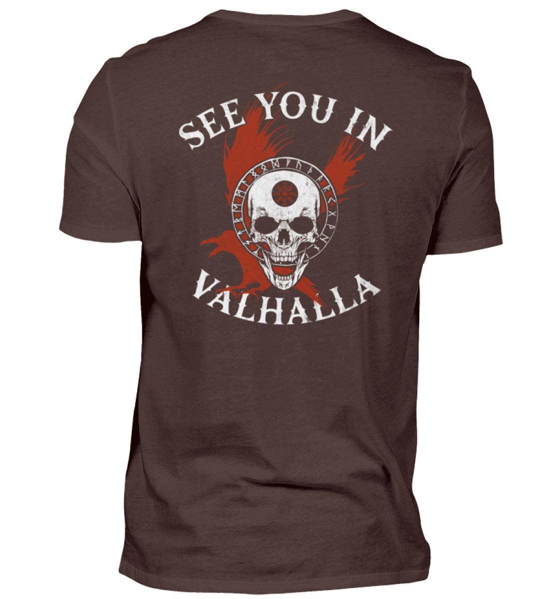 Wikinger-Shirt "See You in Valhalla" mit Helm des Schreckens Design - Nordic Viking Wear