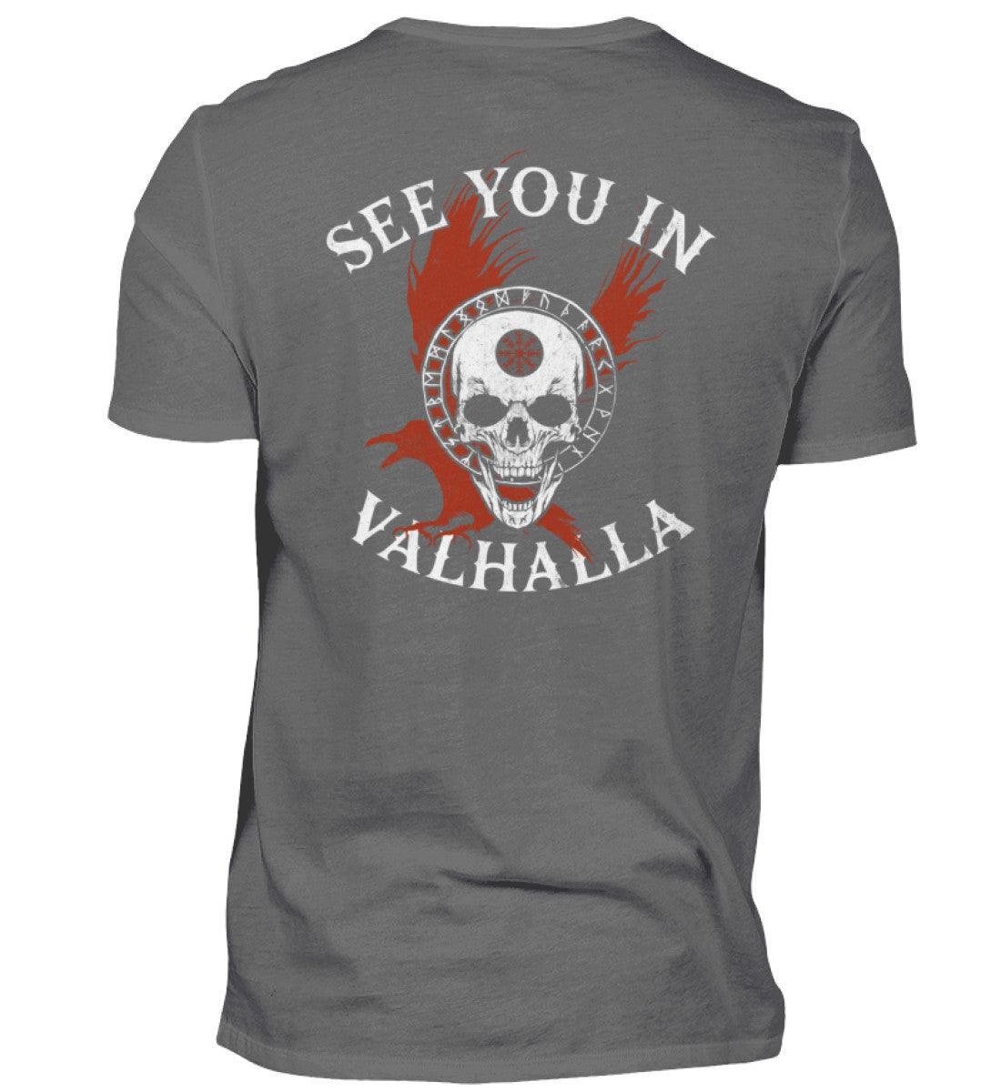 Wikinger-Shirt "See You in Valhalla" mit Helm des Schreckens Design - Nordic Viking Wear
