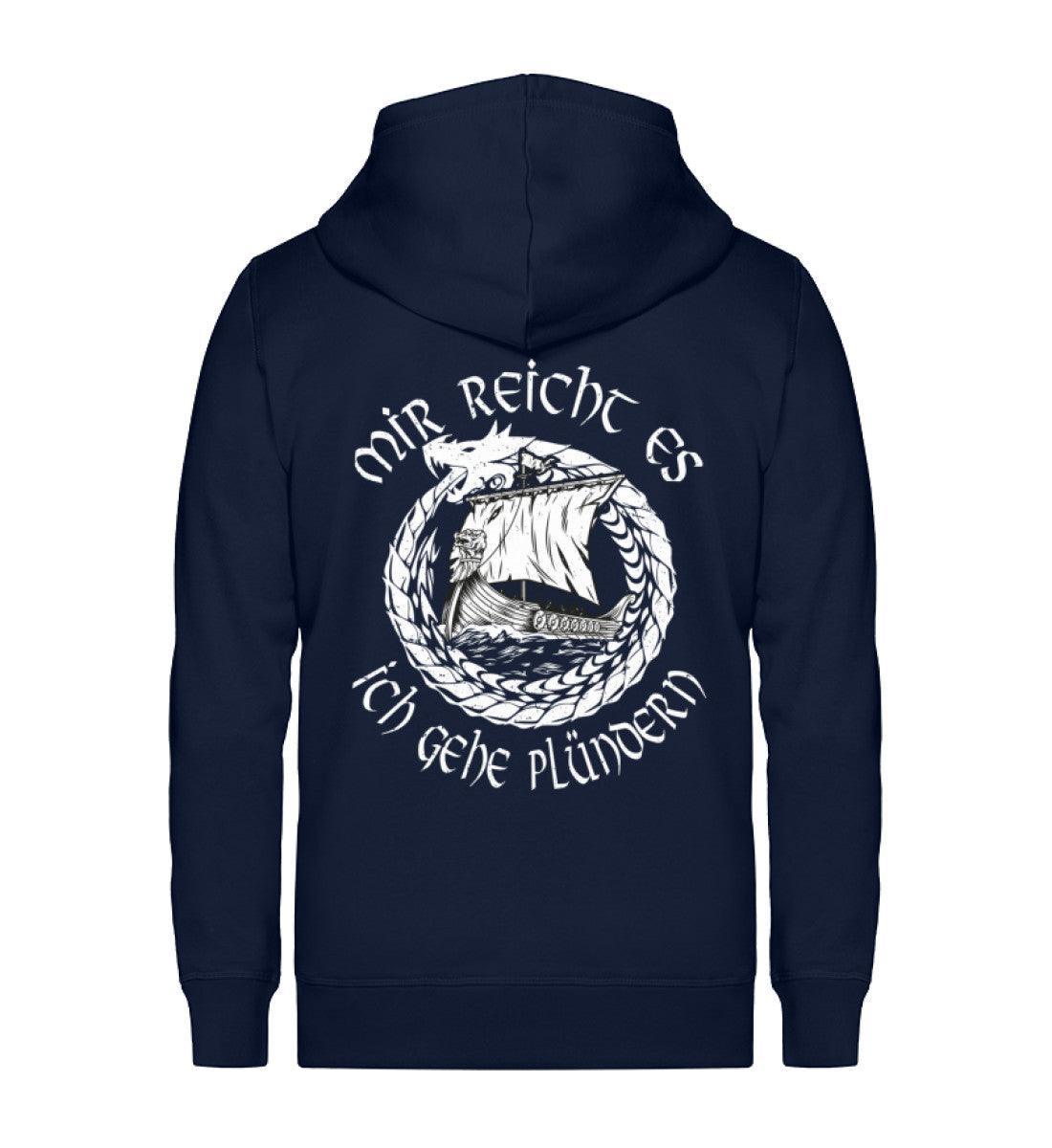Wikinger-Plünderer Organic Zipper – "Mir reicht's, ich gehe plündern" – Drachenschiff-Design - Nordic Viking Wear