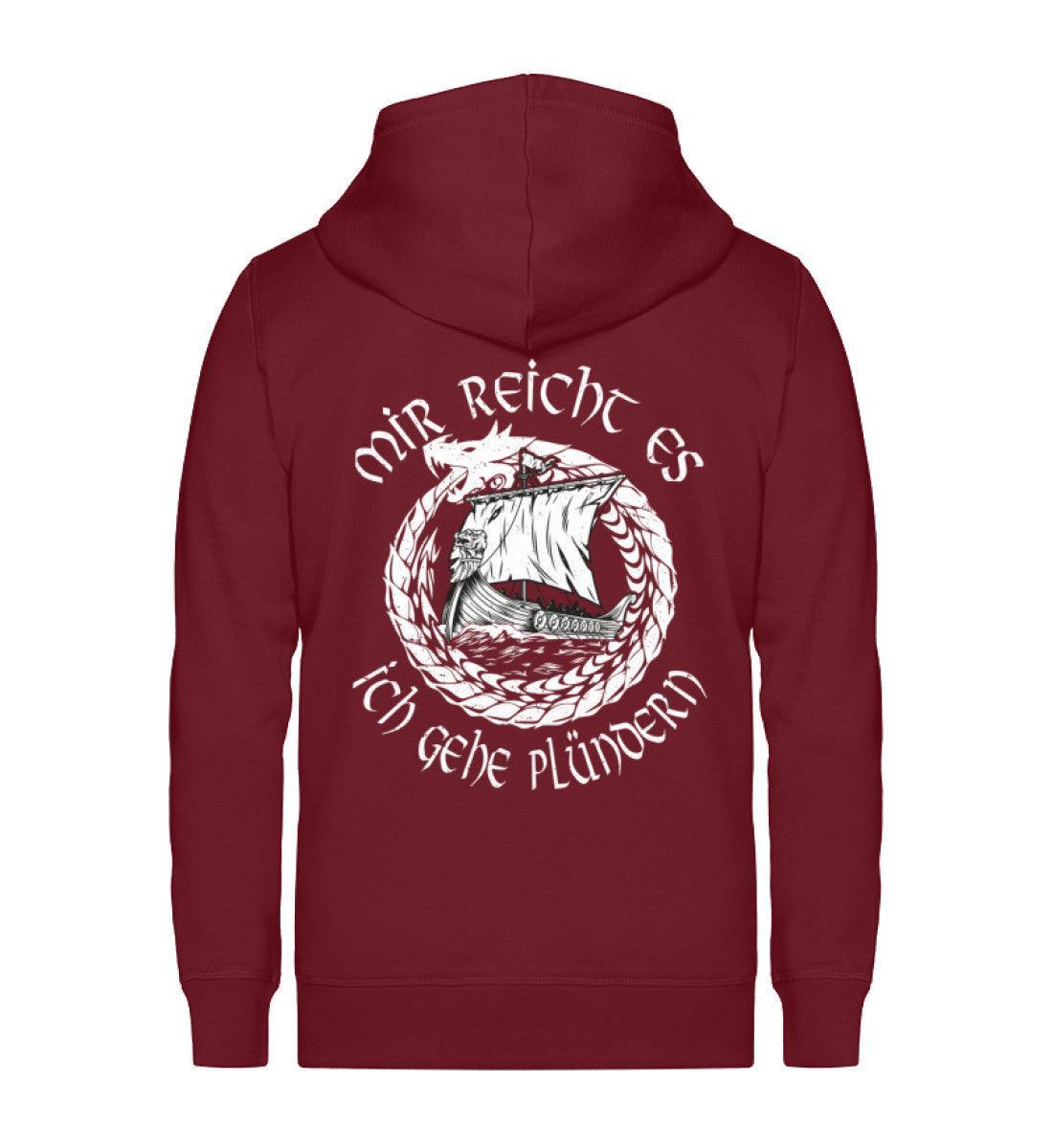 Wikinger-Plünderer Organic Zipper – "Mir reicht's, ich gehe plündern" – Drachenschiff-Design - Nordic Viking Wear