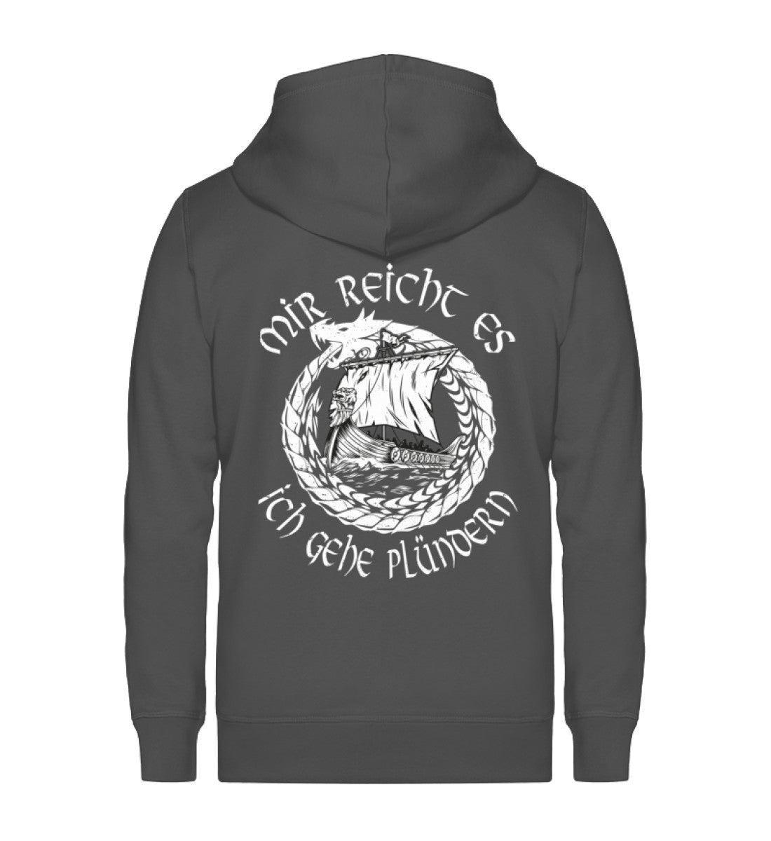 Wikinger-Plünderer Organic Zipper – "Mir reicht's, ich gehe plündern" – Drachenschiff-Design - Nordic Viking Wear