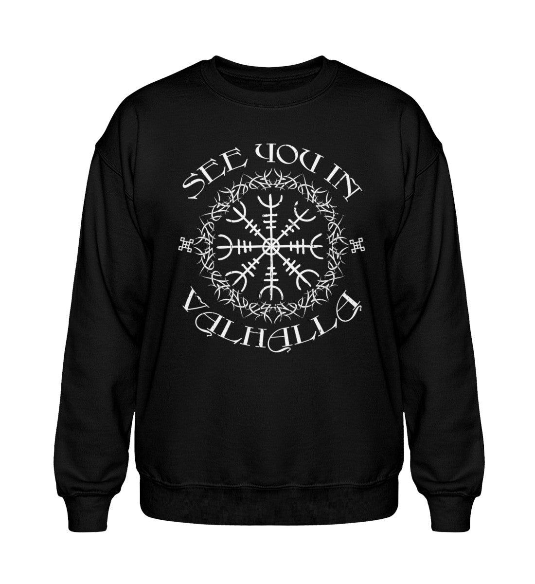 "See You in Valhalla" – Wikinger Heavy Sweatshirt mit Helm of Awe (Ægishjálmur) Symbol - Nordic Viking Wear