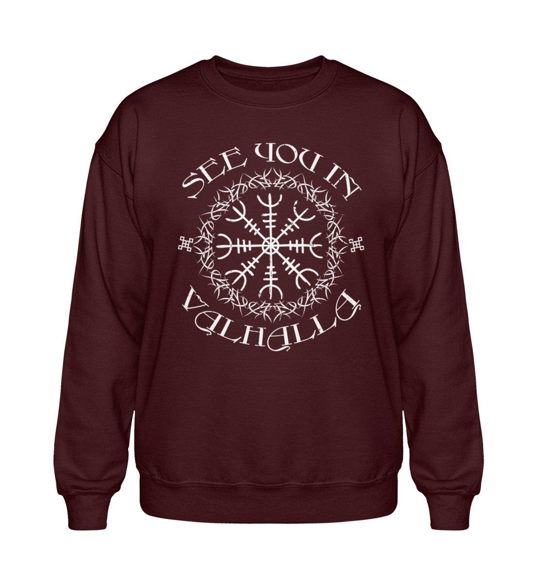 "See You in Valhalla" – Wikinger Heavy Sweatshirt mit Helm of Awe (Ægishjálmur) Symbol - Nordic Viking Wear