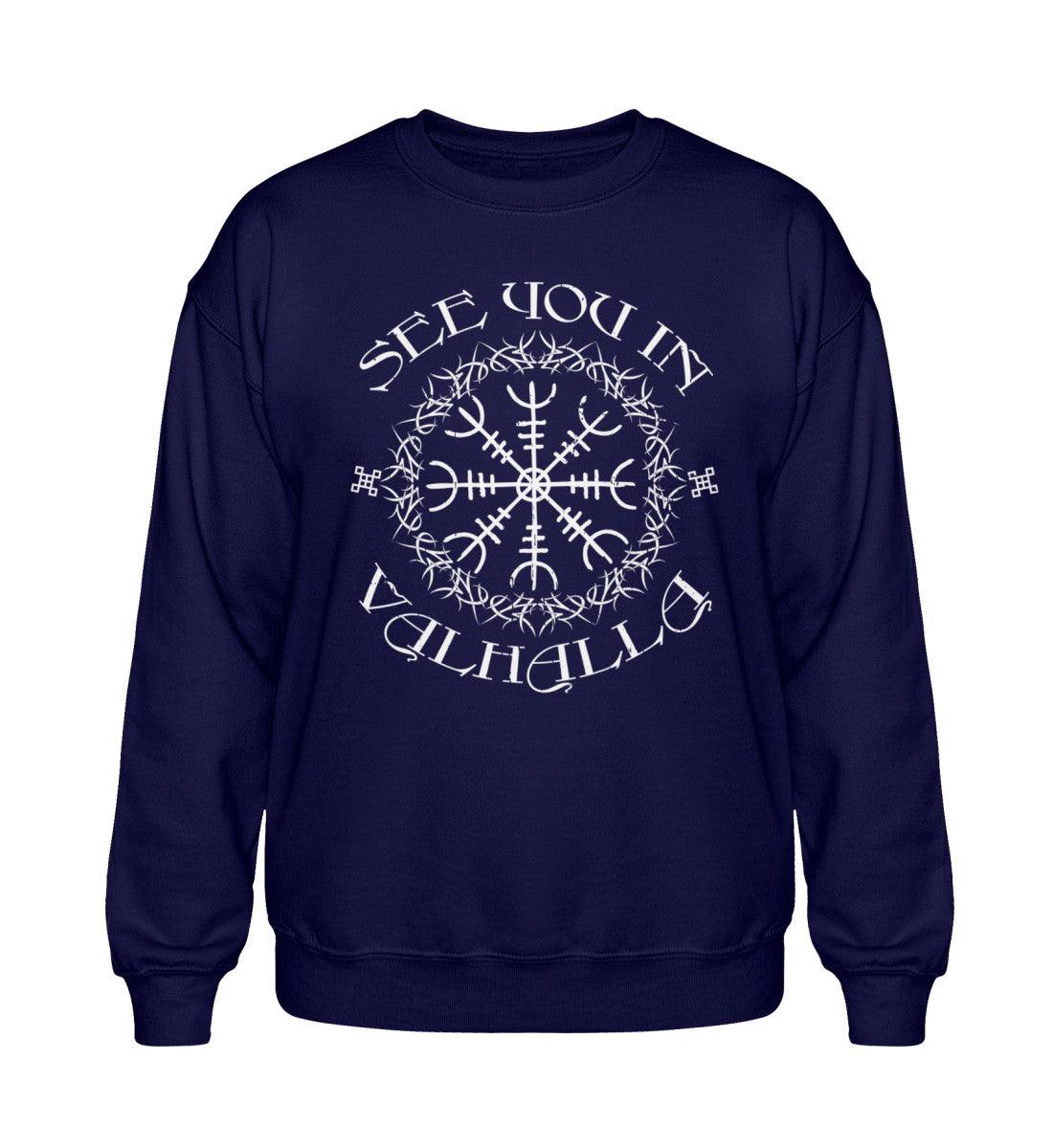 "See You in Valhalla" – Wikinger Heavy Sweatshirt mit Helm of Awe (Ægishjálmur) Symbol - Nordic Viking Wear