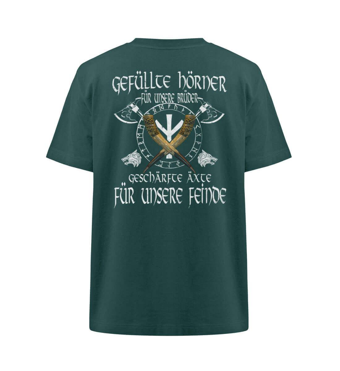 Wikinger Brüderlichkeit Heavy Oversized Shirt – "Gefüllte Hörner und Geschärfte Äxte" - Nordic Viking Wear