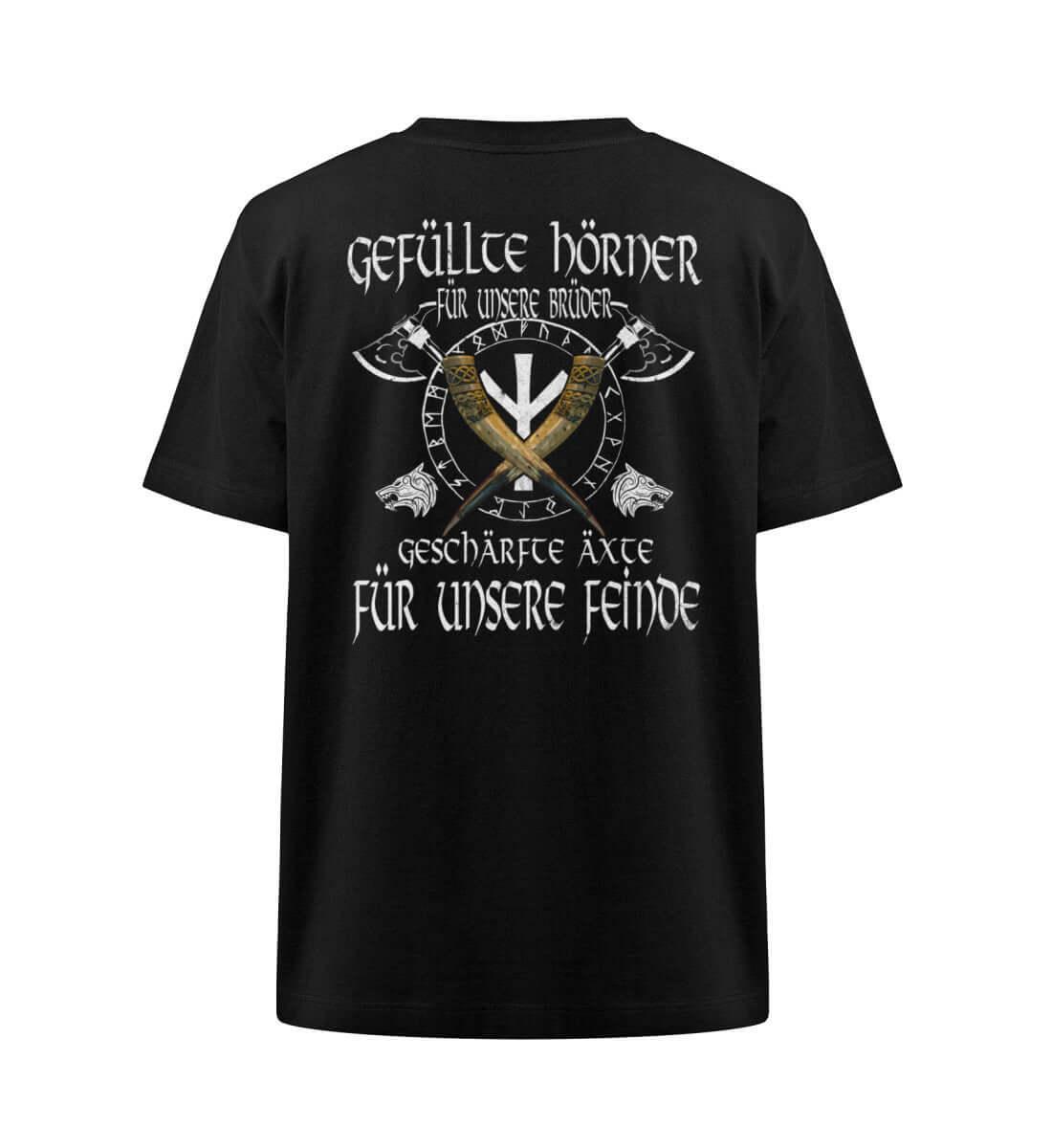 Wikinger Brüderlichkeit Heavy Oversized Shirt – "Gefüllte Hörner und Geschärfte Äxte" - Nordic Viking Wear