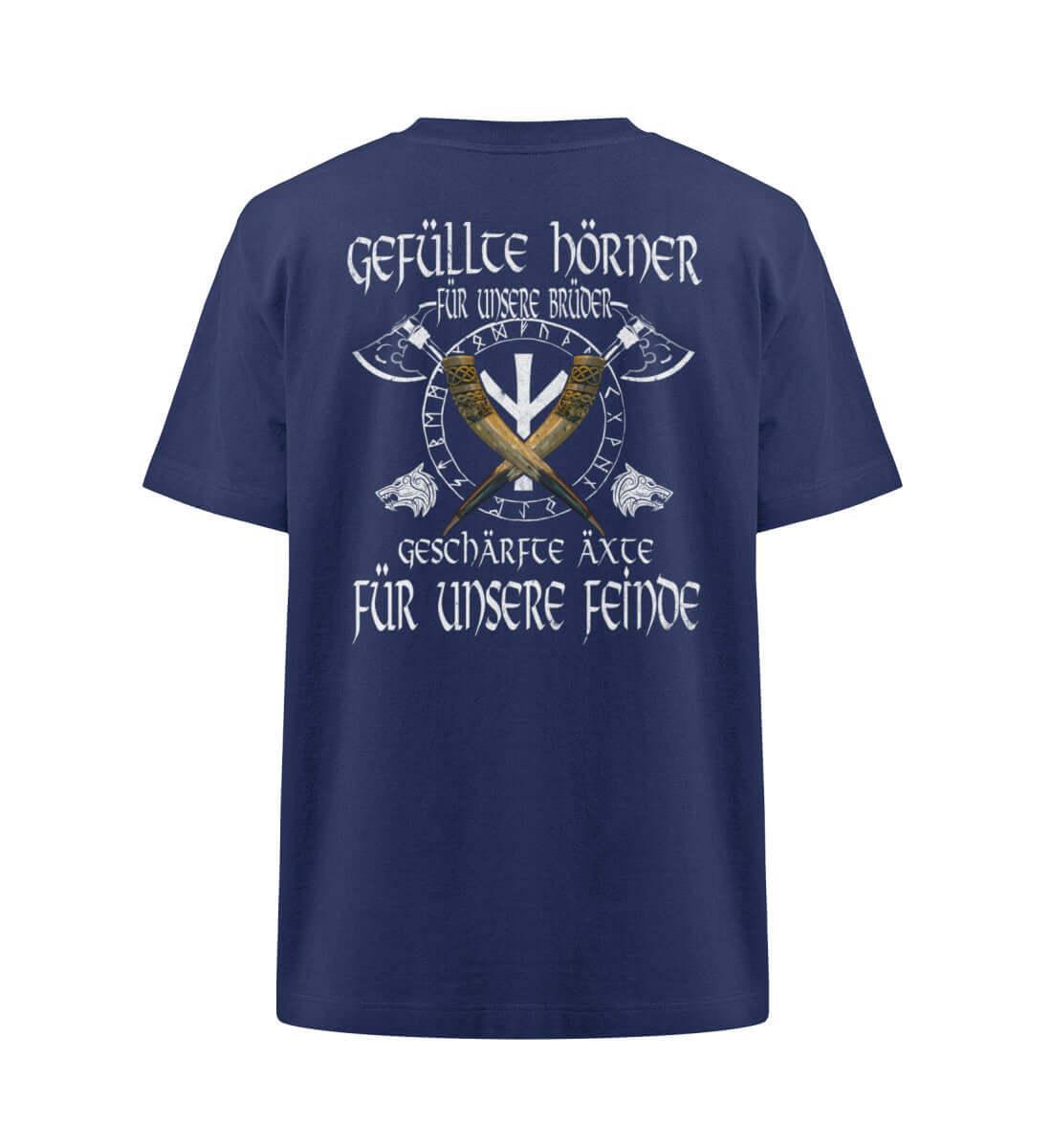 Wikinger Brüderlichkeit Heavy Oversized Shirt – "Gefüllte Hörner und Geschärfte Äxte" - Nordic Viking Wear
