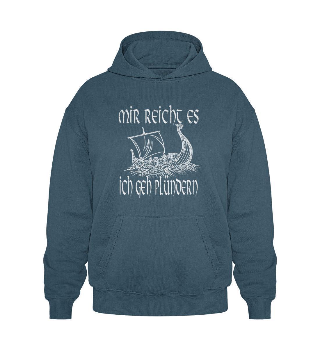 Lustiger Wikinger Heavy Vintage Hoodie mit Wikingerschiff - "Mir Reicht's, Ich Geh Plündern" - Nordic Viking Wear