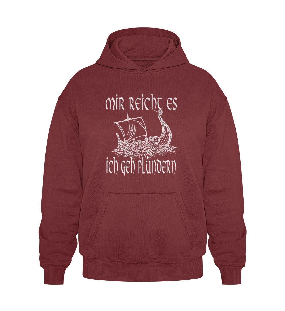 Lustiger Wikinger Heavy Vintage Hoodie mit Wikingerschiff - "Mir Reicht's, Ich Geh Plündern" - Nordic Viking Wear