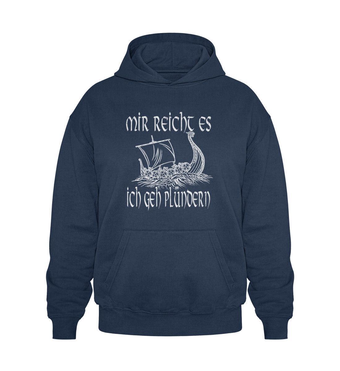 Lustiger Wikinger Heavy Vintage Hoodie mit Wikingerschiff - "Mir Reicht's, Ich Geh Plündern" - Nordic Viking Wear