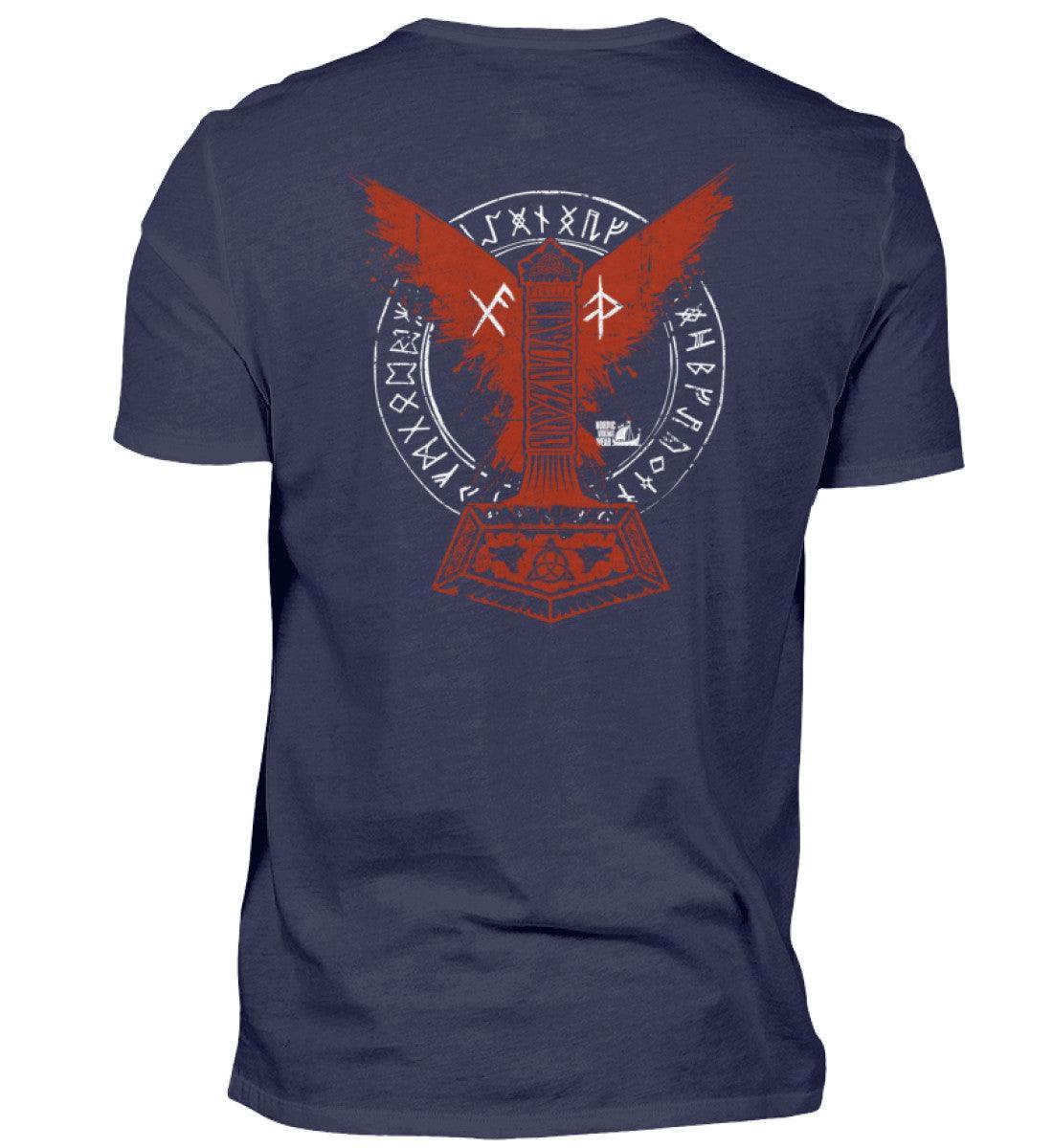 Wikinger Premiumshirt – Thors Hammer mit Blutadler und Binde-Runen - Nordic Viking Wear