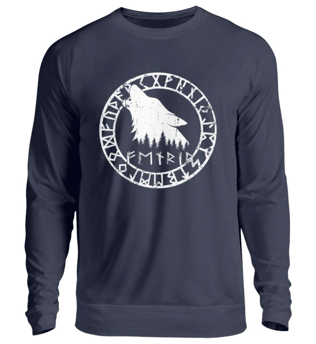"Fenrir Runenkreis" Wikinger-Sweatshirt – Verkörpere die Macht des legendären Wolfs - Nordic Viking Wear