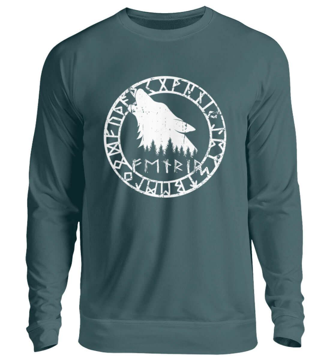 "Fenrir Runenkreis" Wikinger-Sweatshirt – Verkörpere die Macht des legendären Wolfs - Nordic Viking Wear