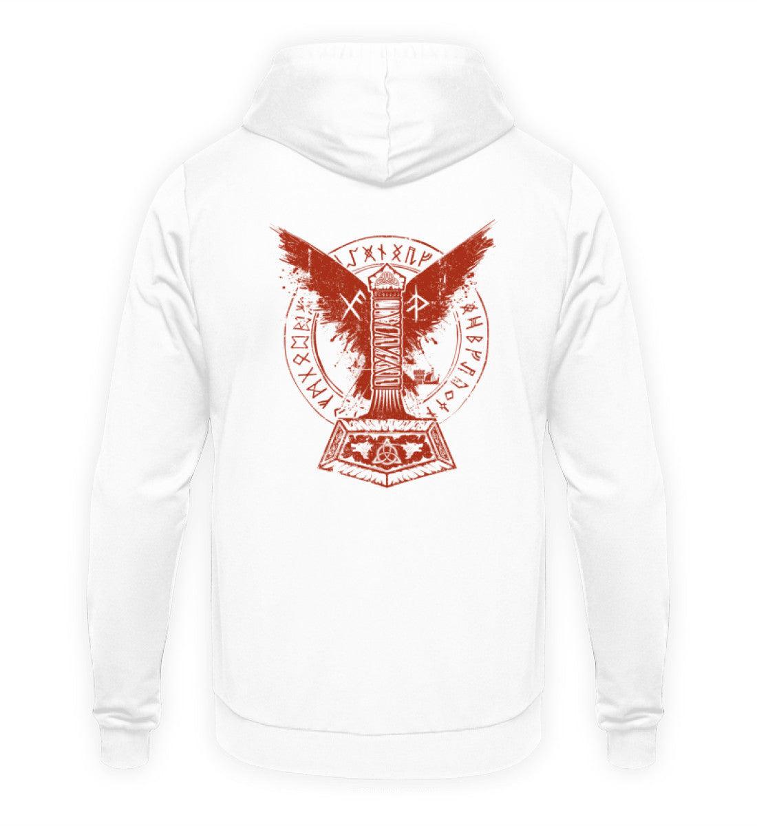 Wikinger Hoodie – Thors Hammer mit Blutadler und Binde-Runen - Nordic Viking Wear
