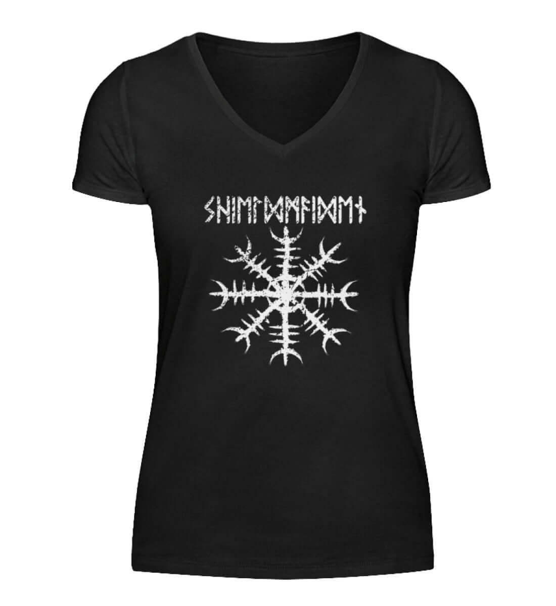 Schildmaid V-Neck 'Helm of Awe' – Ein Symbol für Schutz und Stärke - Nordic Viking Wear