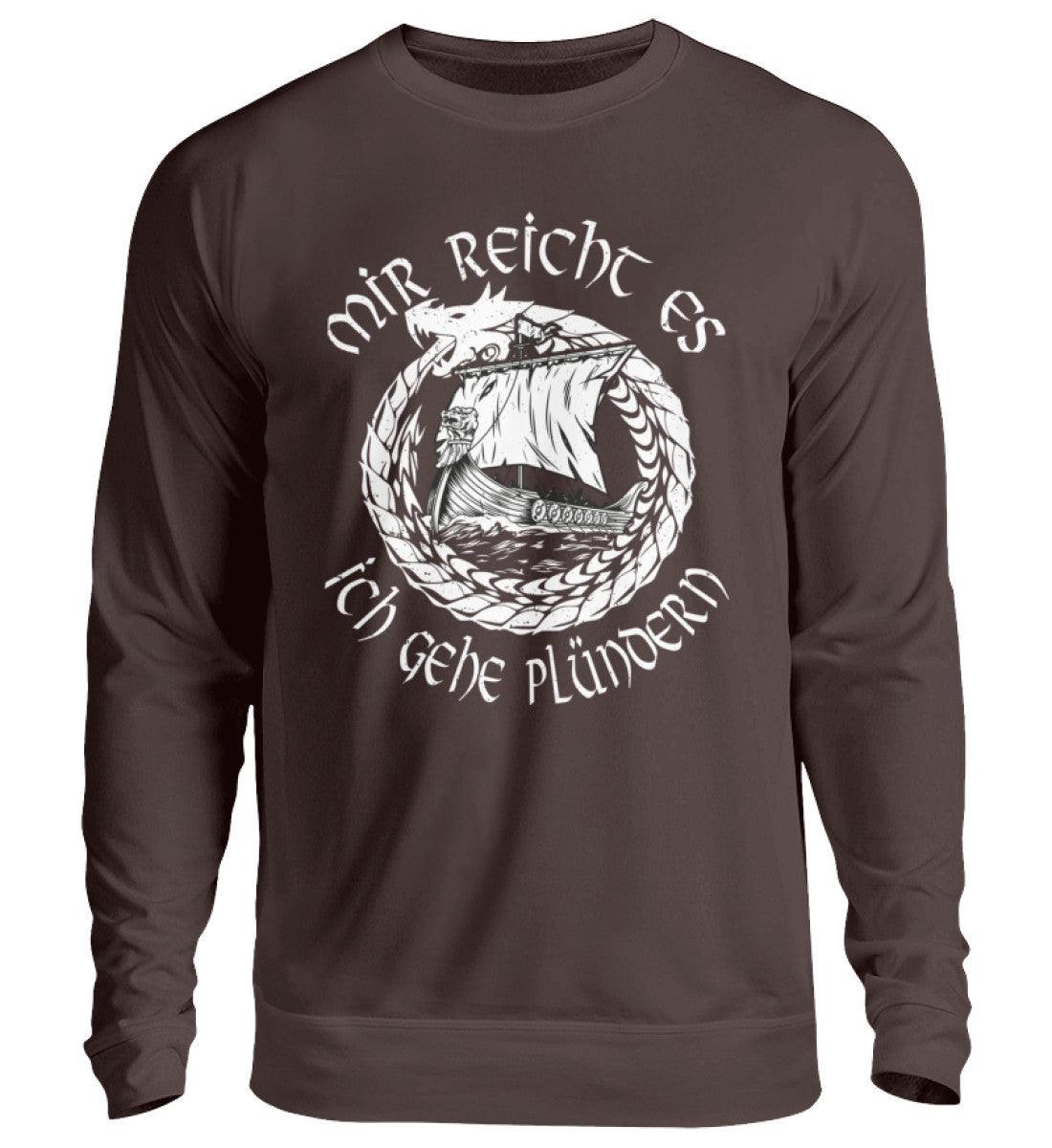 Wikinger-Plünderer Sweatshirt – "Mir reicht's, ich gehe plündern" – Drachenschiff-Design - Nordic Viking Wear
