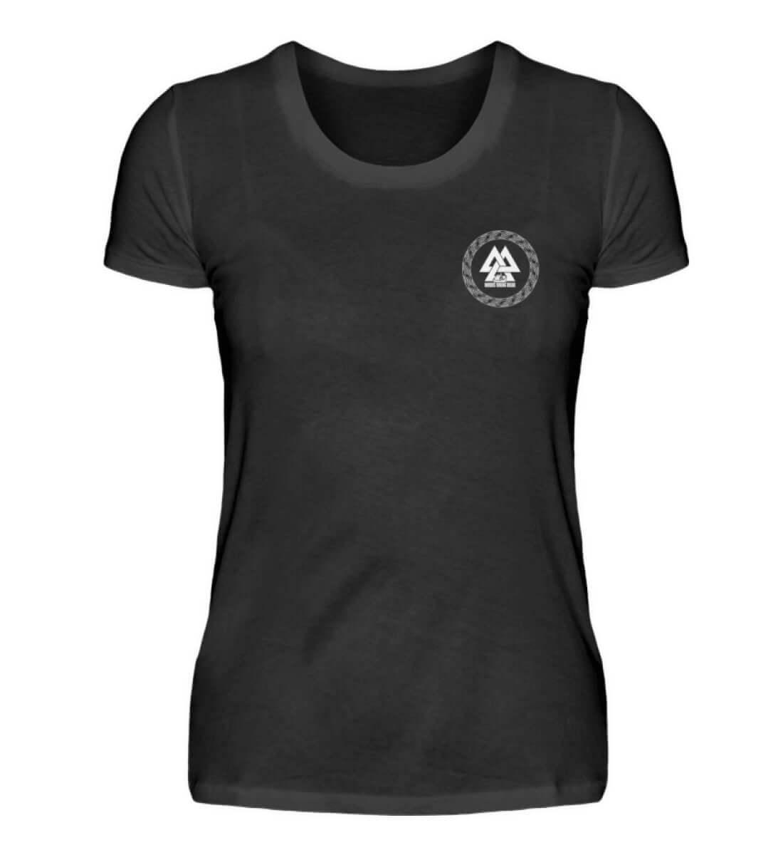 Fenris & Valknut: Das Erbe der Wikinger - Rückendruck Damen Premiumshirt mit mythischer Kraft - Nordic Viking Wear