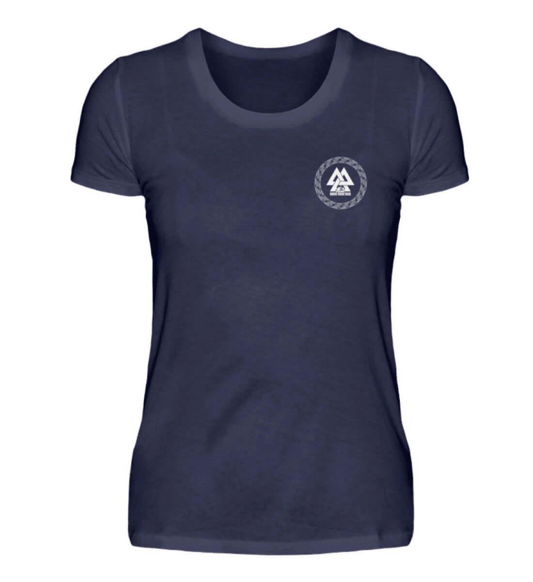 Fenris & Valknut: Das Erbe der Wikinger - Rückendruck Damen Premiumshirt mit mythischer Kraft - Nordic Viking Wear